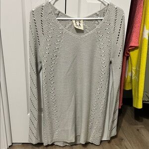 PPLA Light Gray Long Sleeve Knit Top